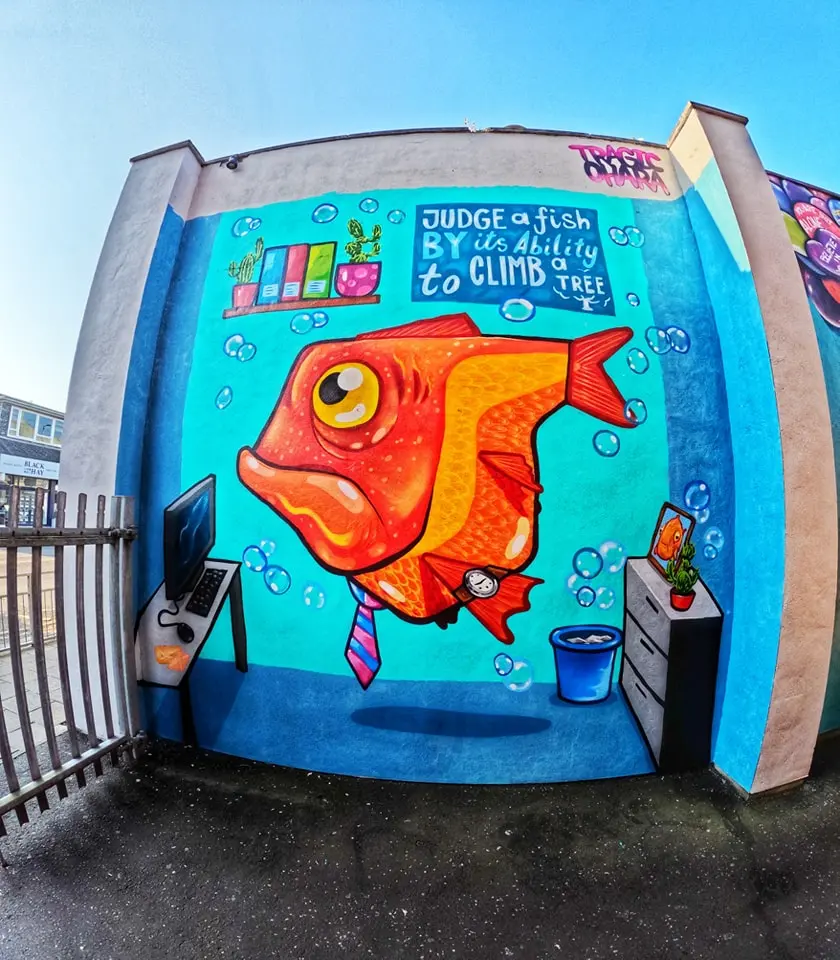 Judge a Fish mural on Ayr High Street, South Ayrshire